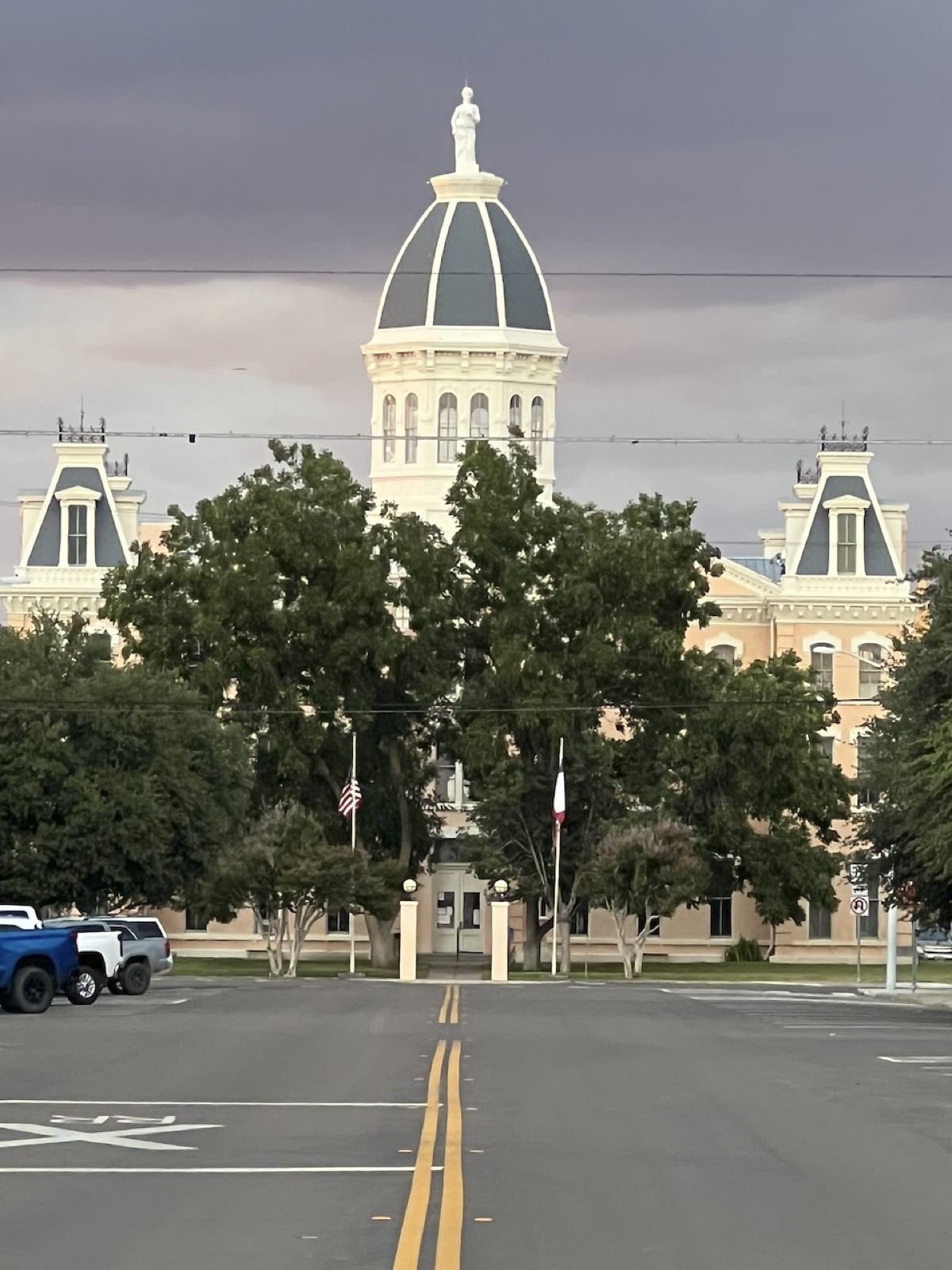 Presidio County Courthouse at dusk